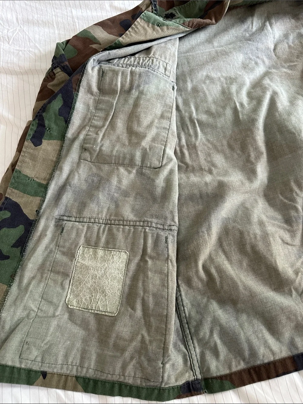 VTG 1981 US Army 1st Pattern Woodland Camo BDU Jacket Smooth Twill Square Flap